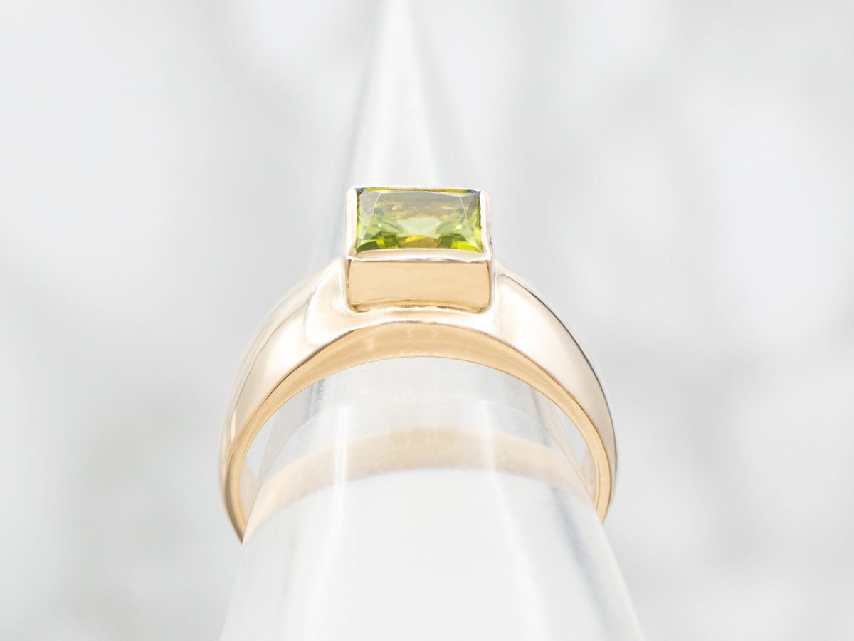 Gold Bezel-Set Peridot Solitaire Ring