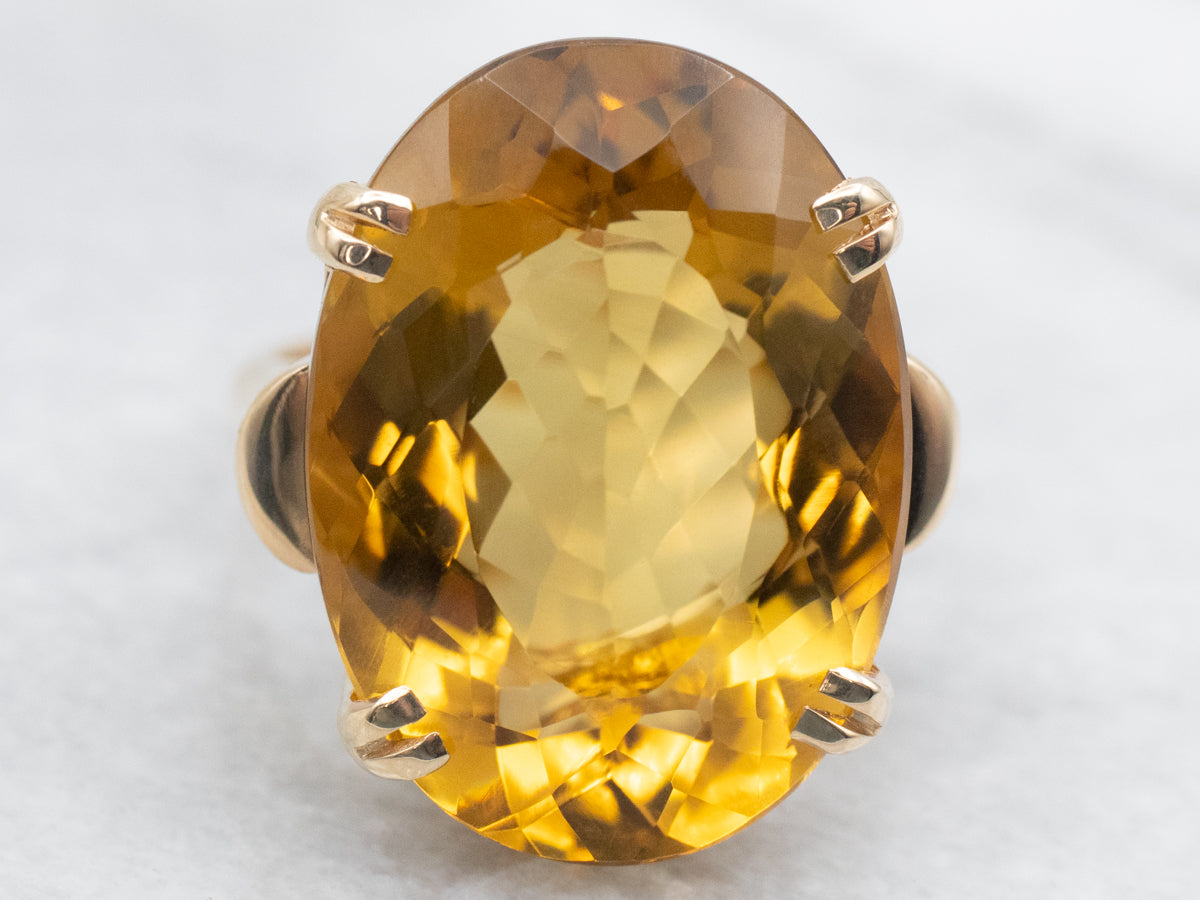 Citrine Cocktail Ring in Yellow Gold