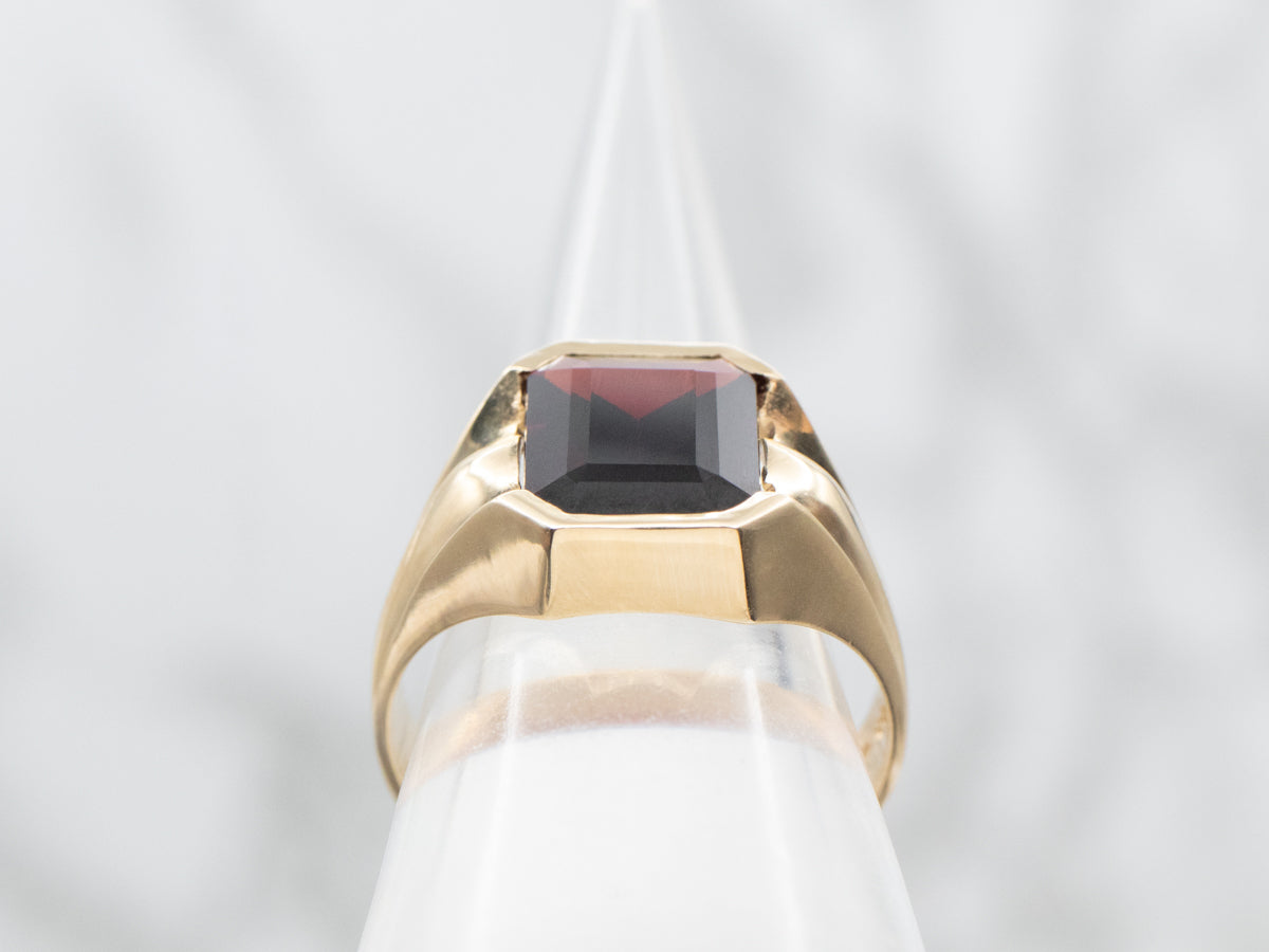 Garnet Solitaire Statement Ring