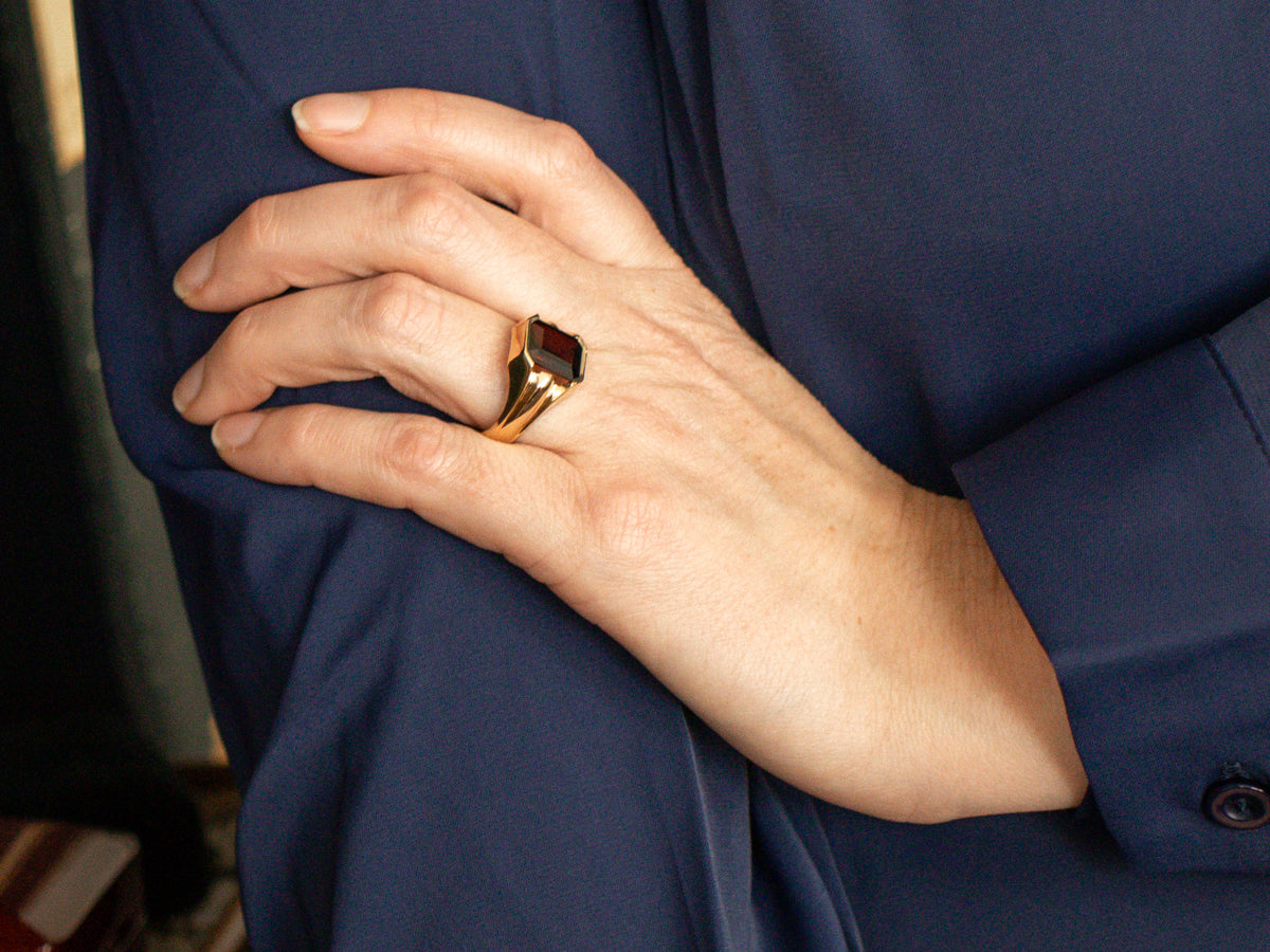 Garnet Solitaire Statement Ring