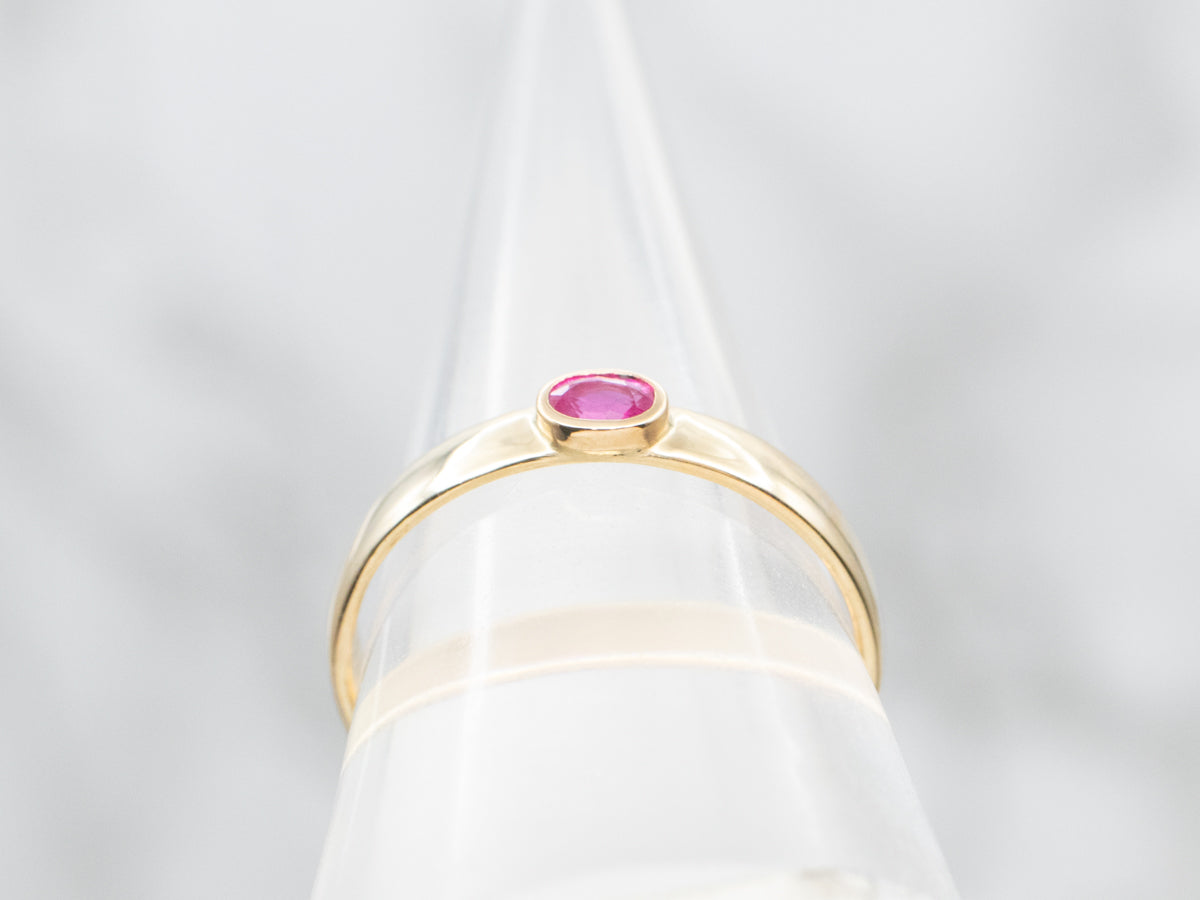 East to West Bezel Set Ruby Solitaire Ring