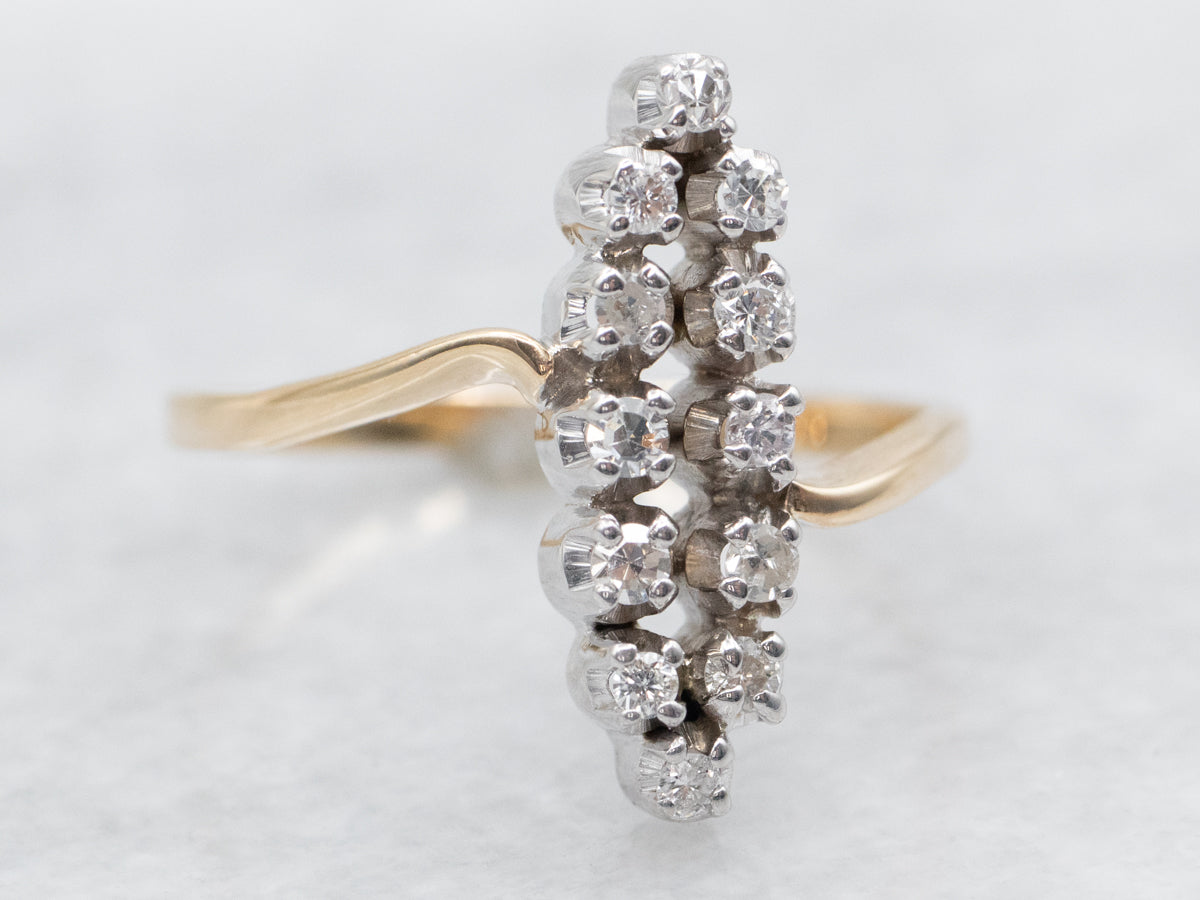 Vintage 1950's Diamond Dinner Bypass Ring