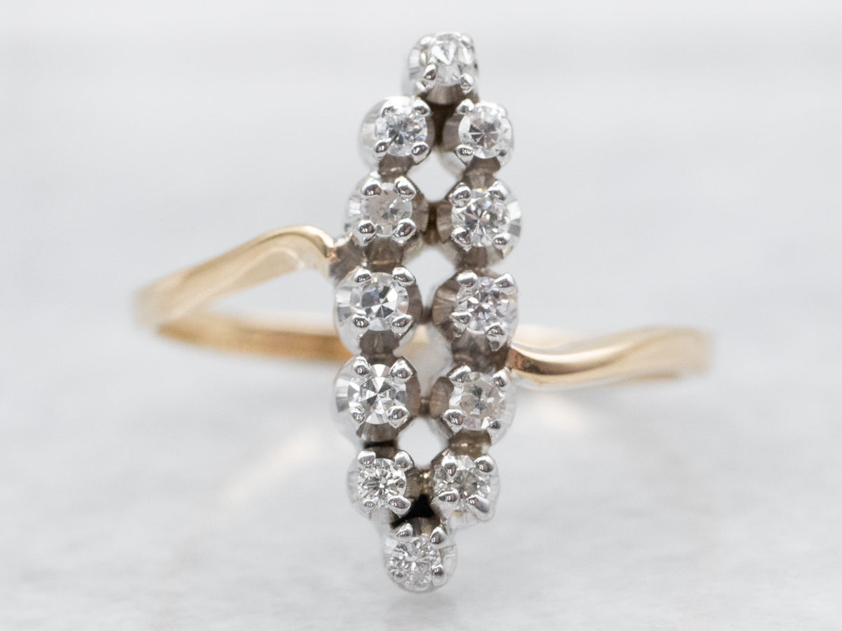 Vintage 1950's Diamond Dinner Bypass Ring