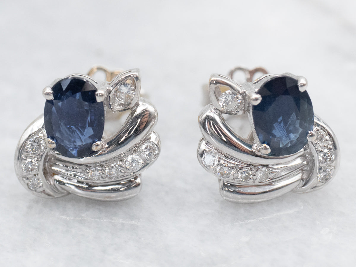 Sapphire and Diamond 18K Gold Stud Earrings