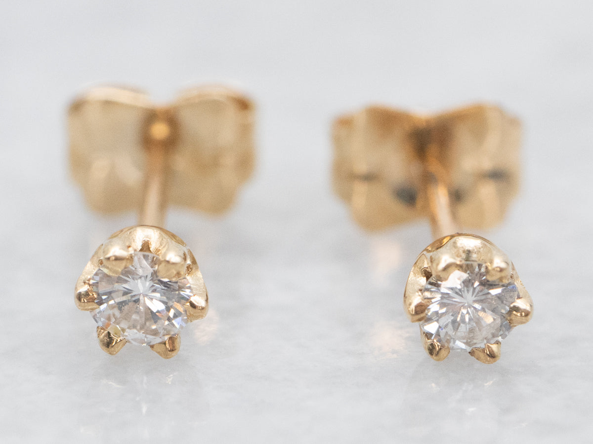 Small Diamond Gold Stud Earrings