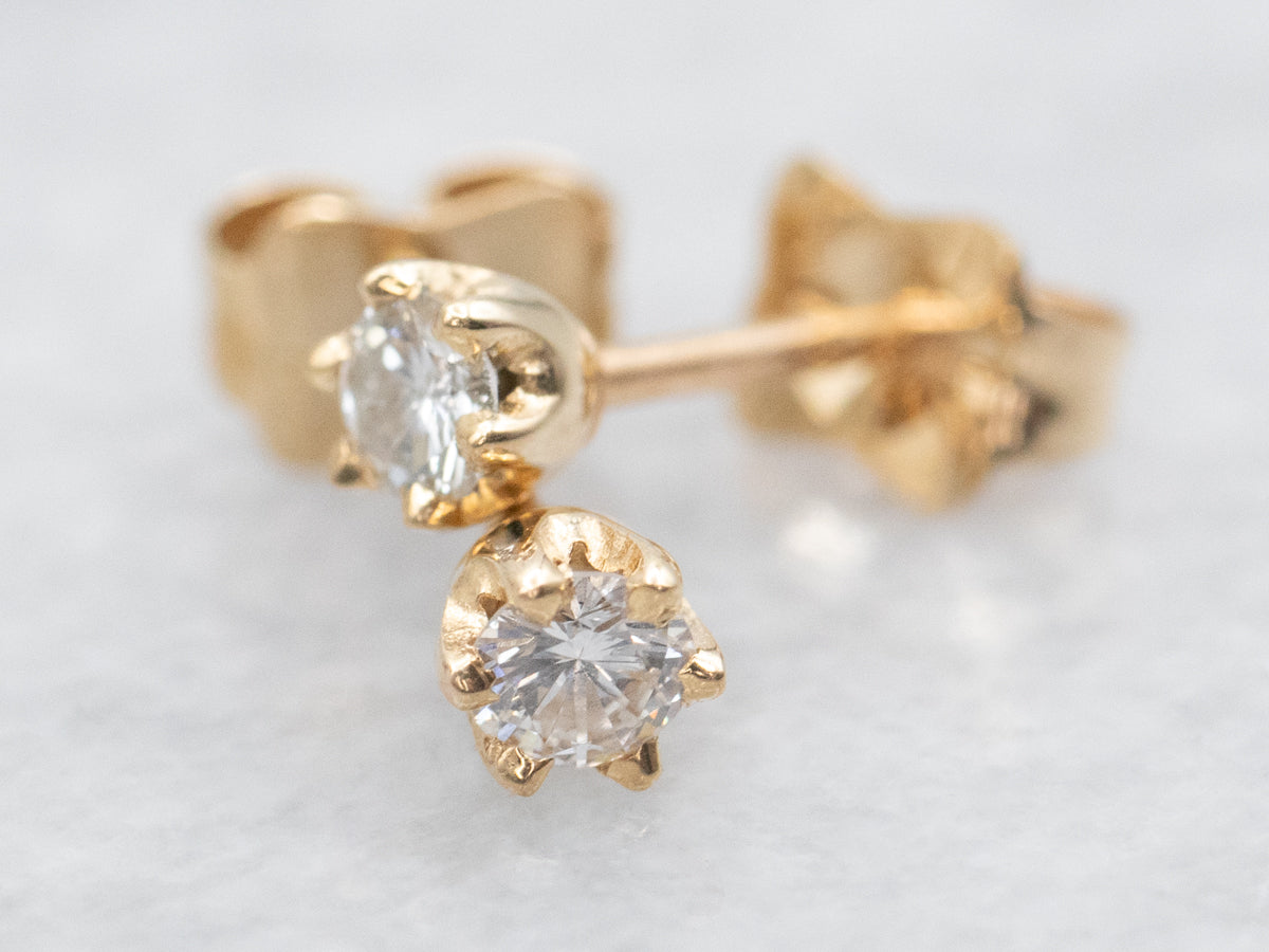 Small Diamond Gold Stud Earrings