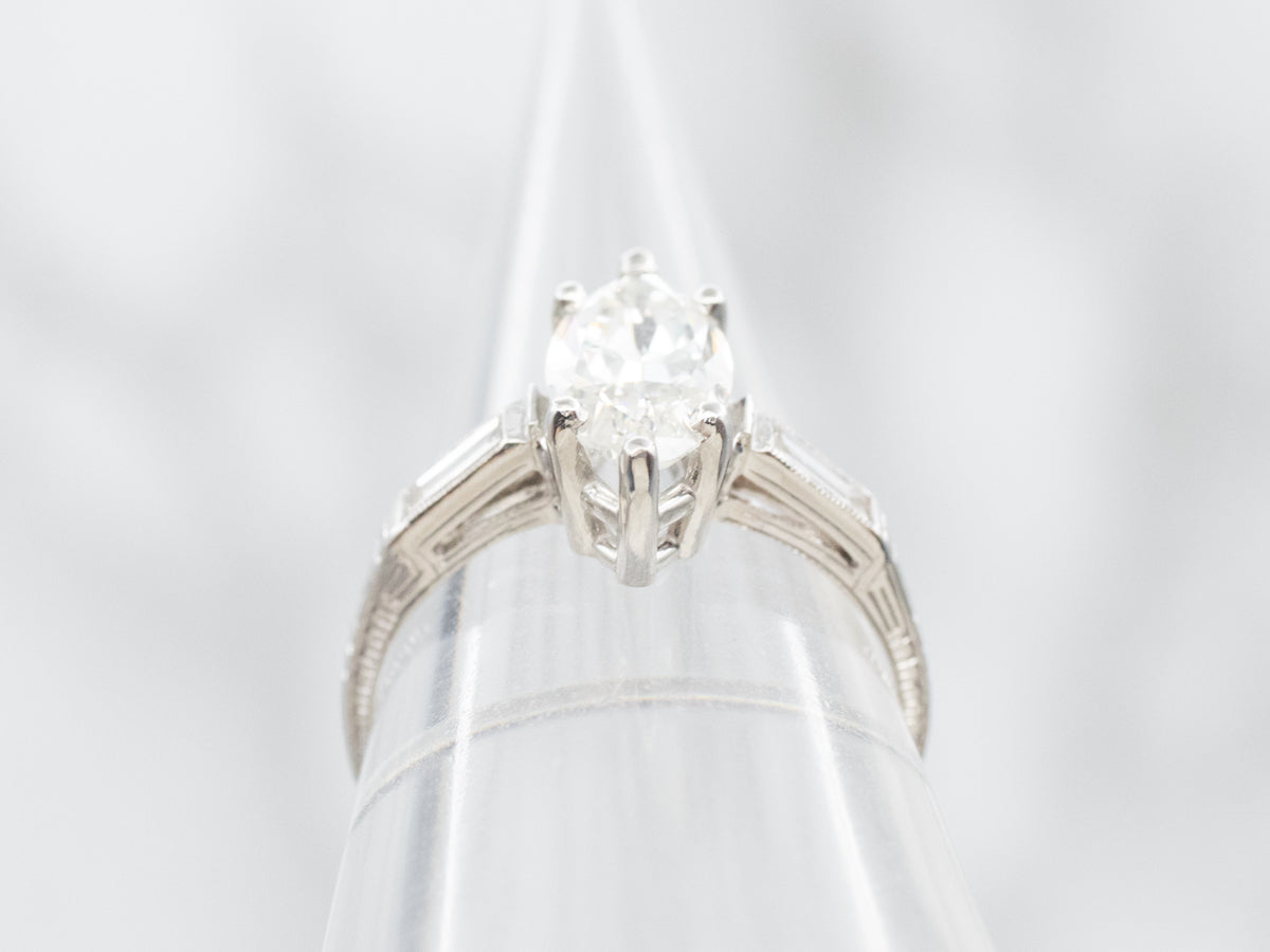 Retro Era Marquise-Cut Diamond Engagement Ring