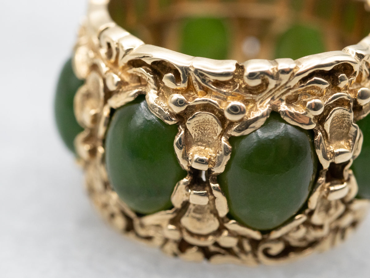 Ornate Gold Jade Eternity Band