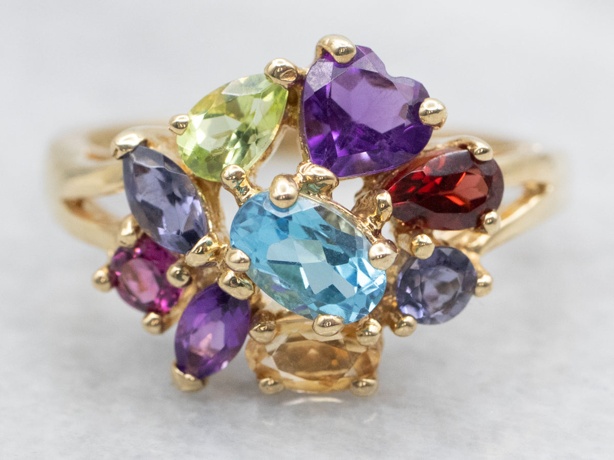 Multi Gem Rainbow Cluster Ring