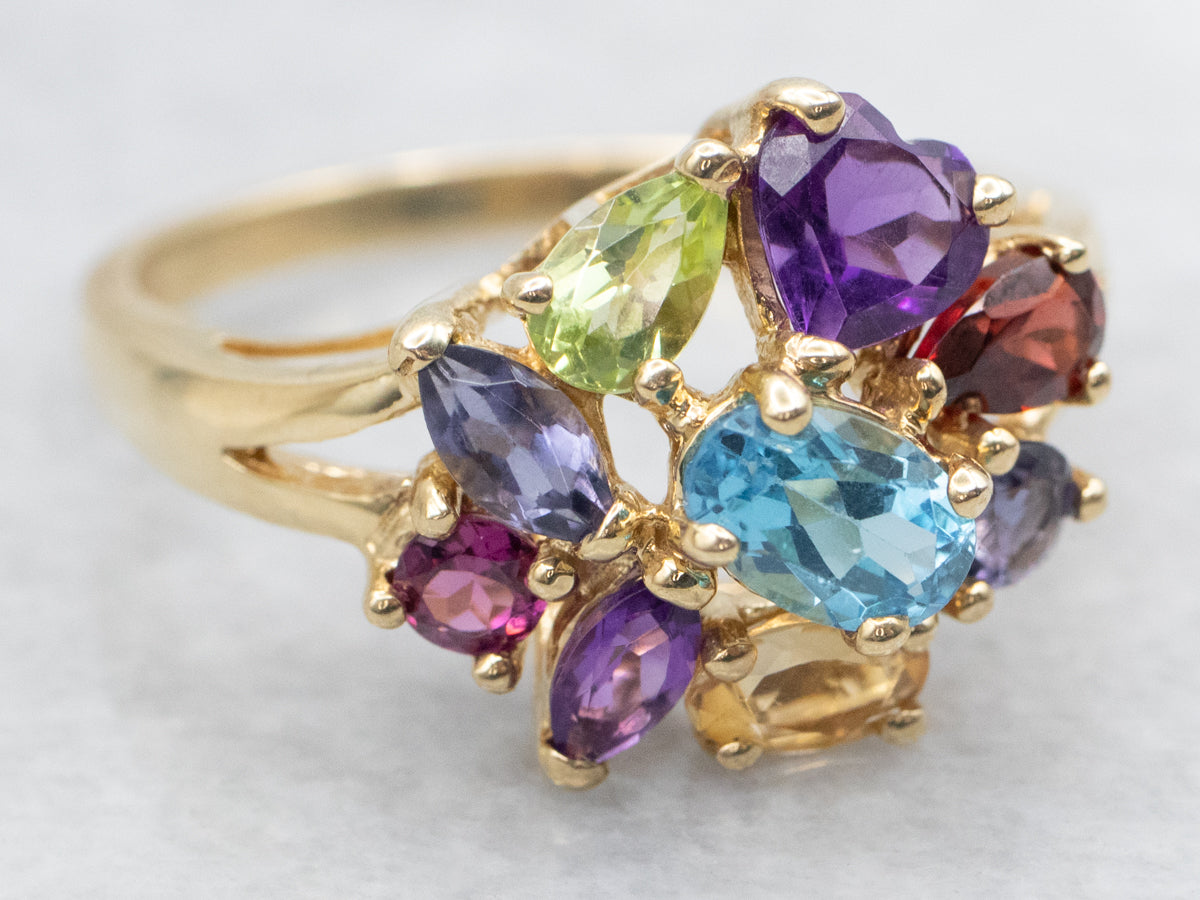 Multi Gem Rainbow Cluster Ring