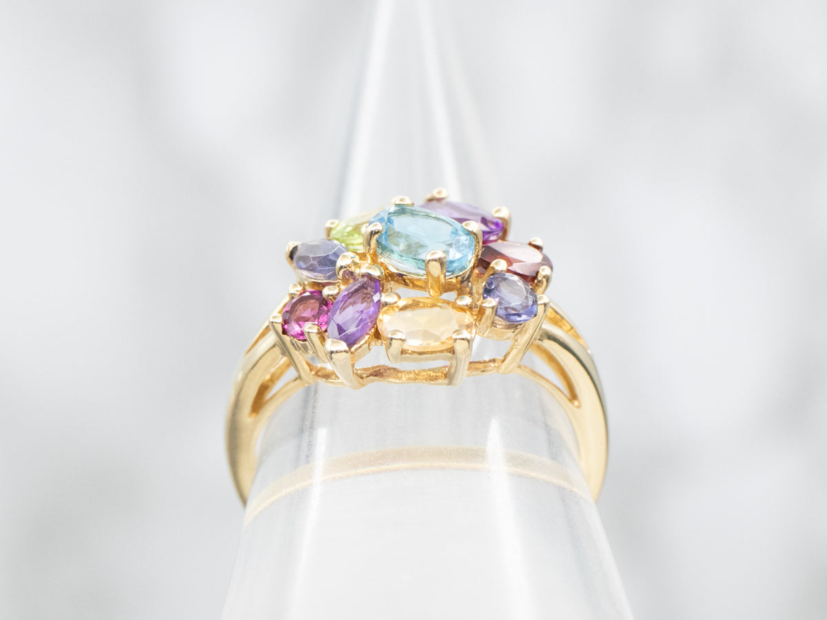 Multi Gem Rainbow Cluster Ring