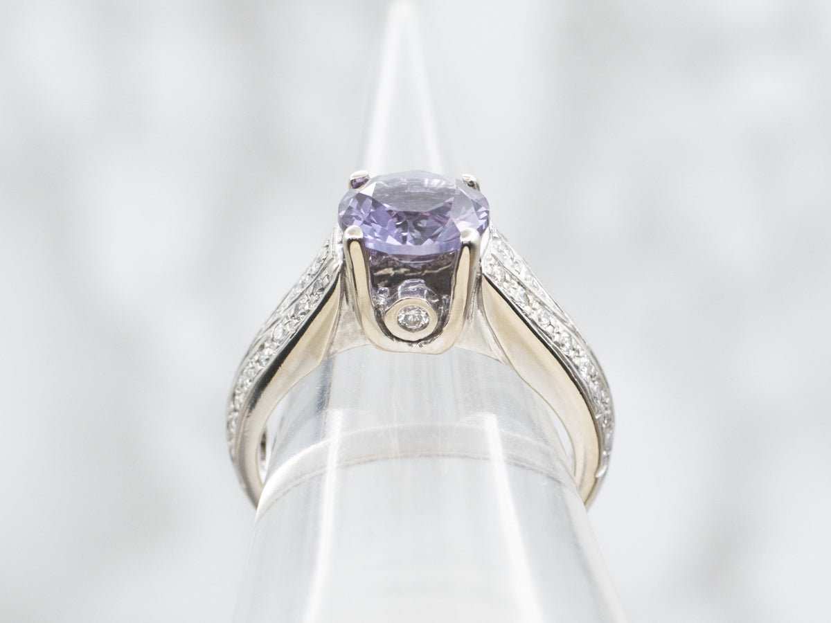 Synthetic Alexandrite and Diamond Encrusted Ring