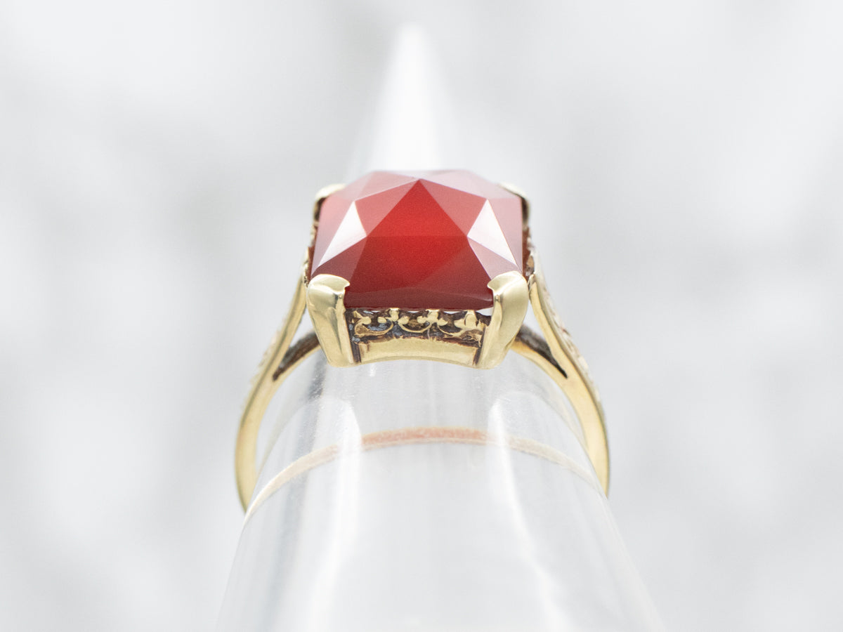 Vintage Faceted Carnelian Solitaire Ring