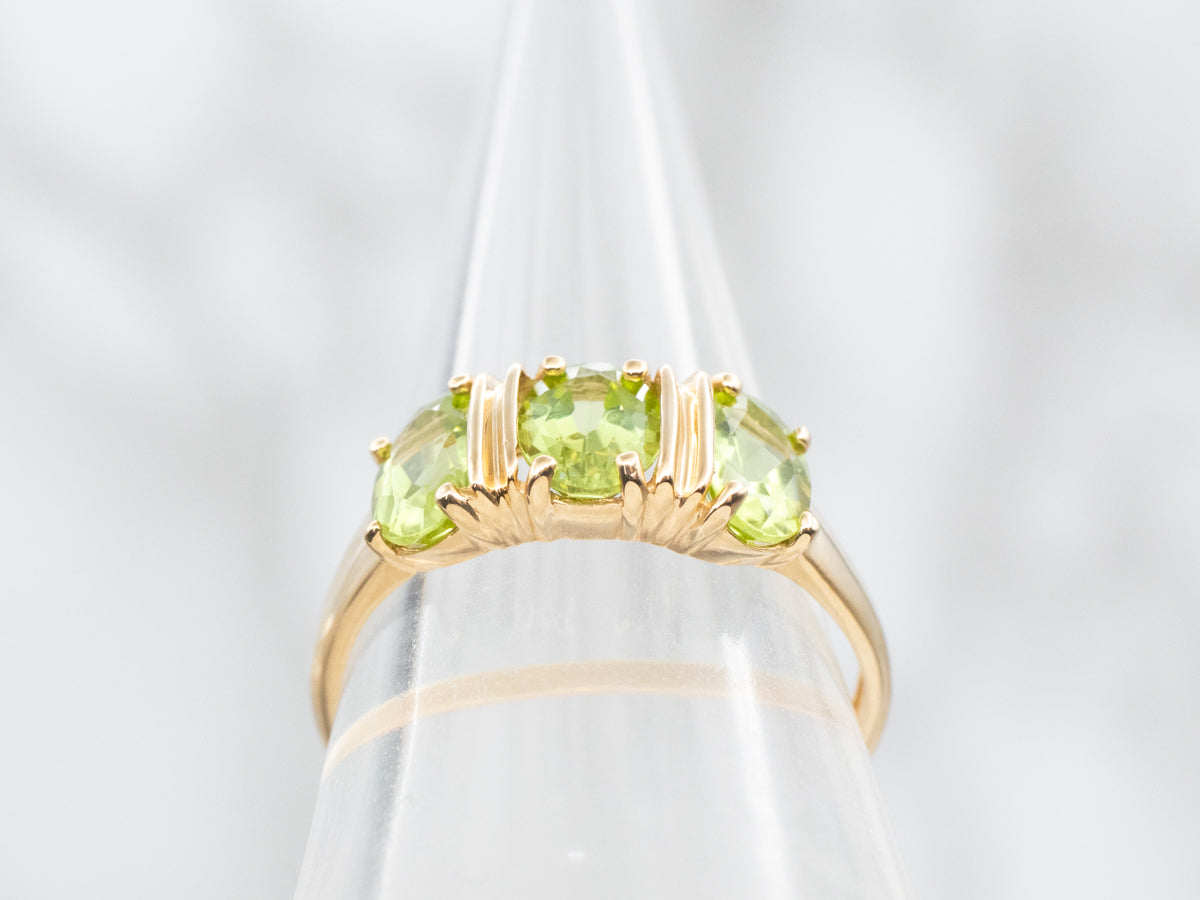 Three Stone Peridot Ring