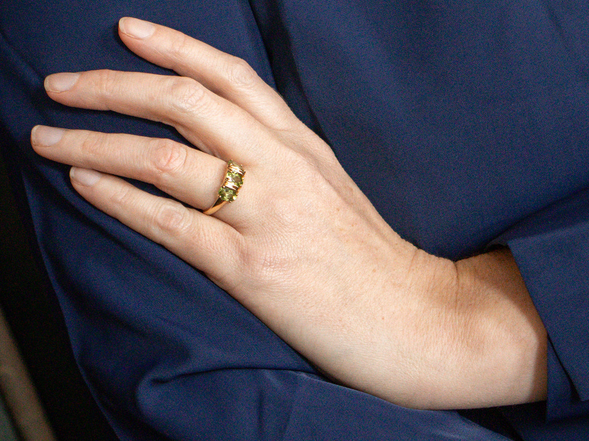 Three Stone Peridot Ring