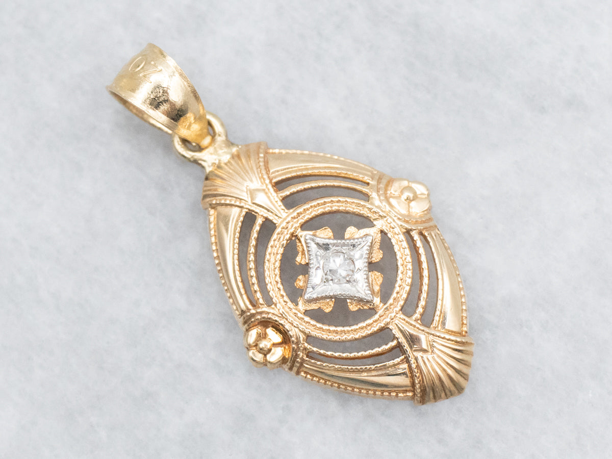 Vintage Two Tone Gold Diamond Pendant