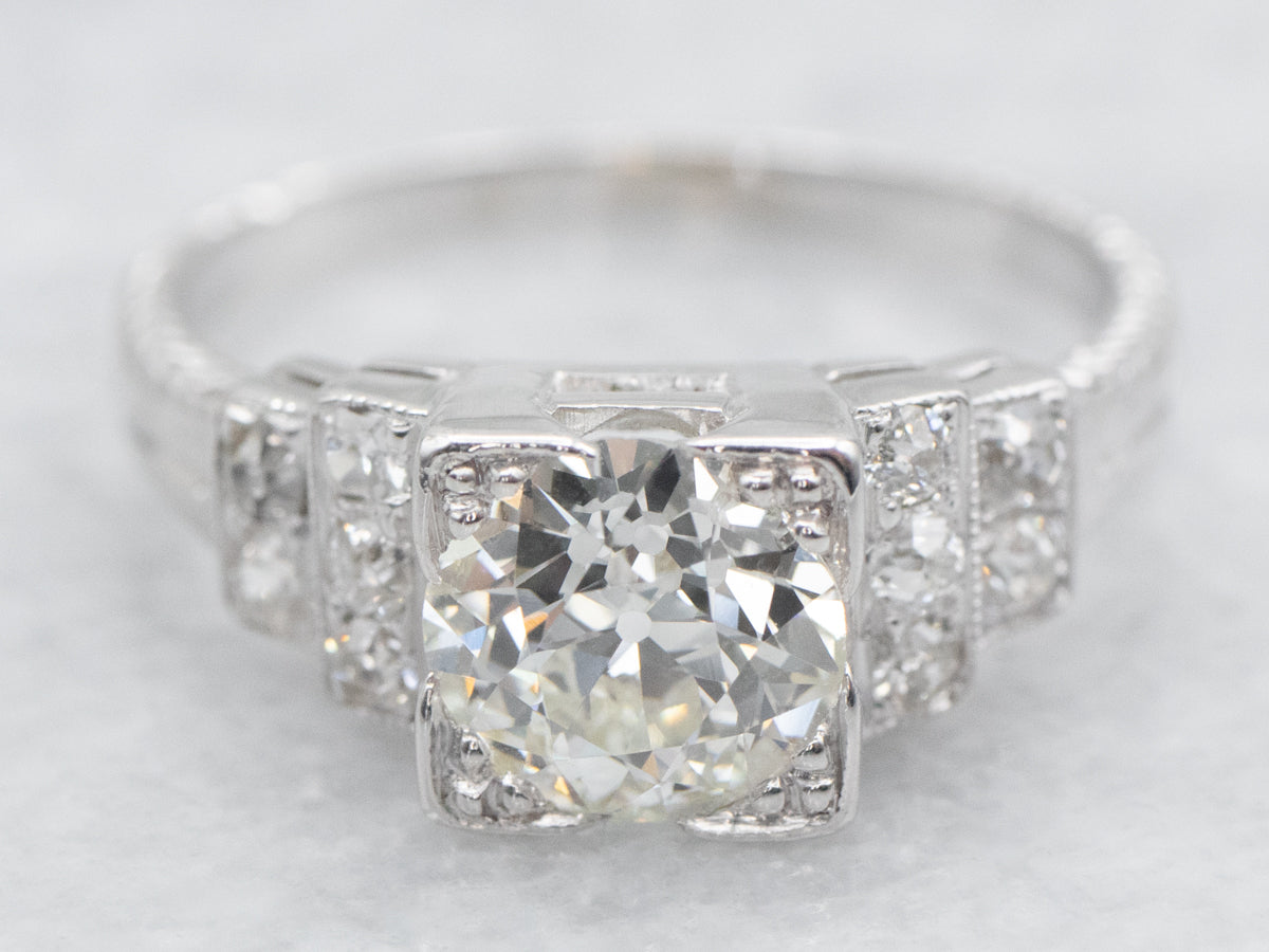 Old Mine Cut Diamond Engagement Ring