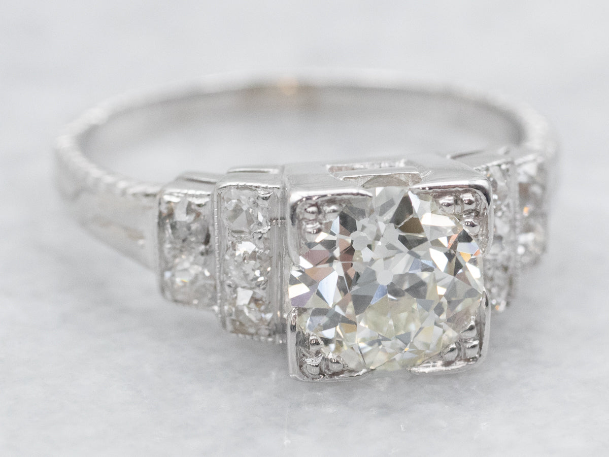 Old Mine Cut Diamond Engagement Ring