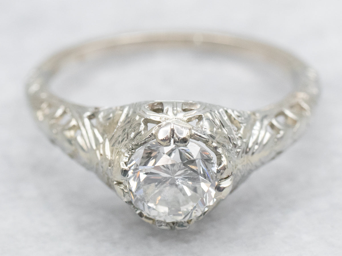 Art Deco Diamond Solitaire Engagement Ring