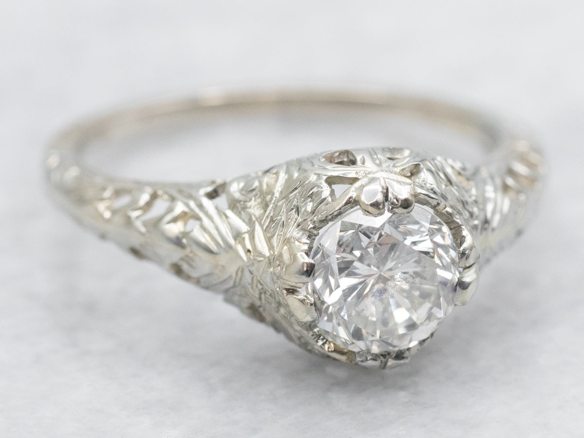 Art Deco Diamond Solitaire Engagement Ring