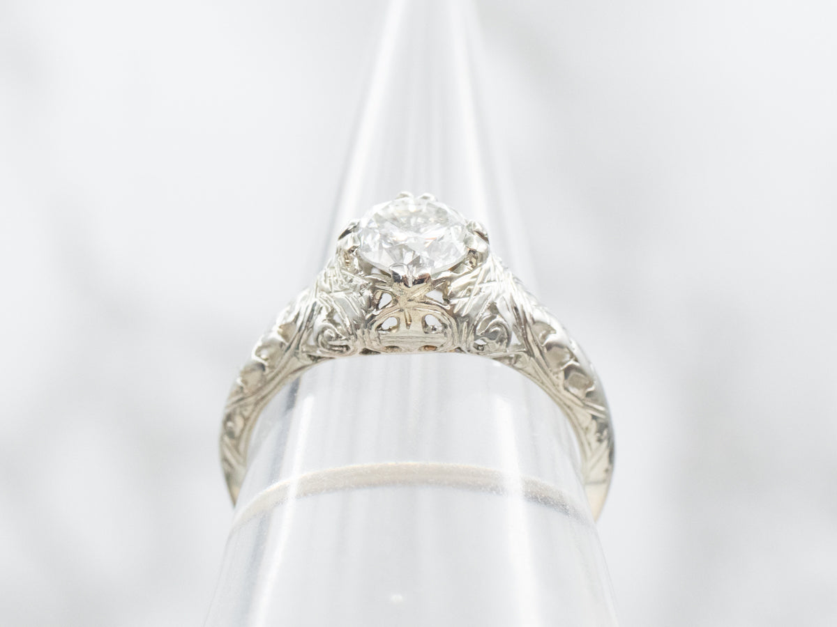 Art Deco Diamond Solitaire Engagement Ring