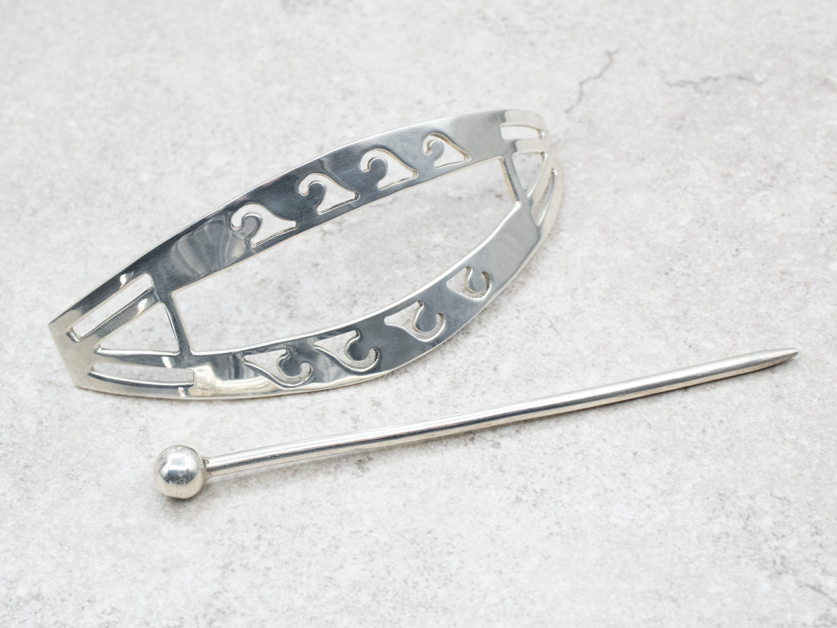 Sterling Silver Wave Pattern Hair Barrette