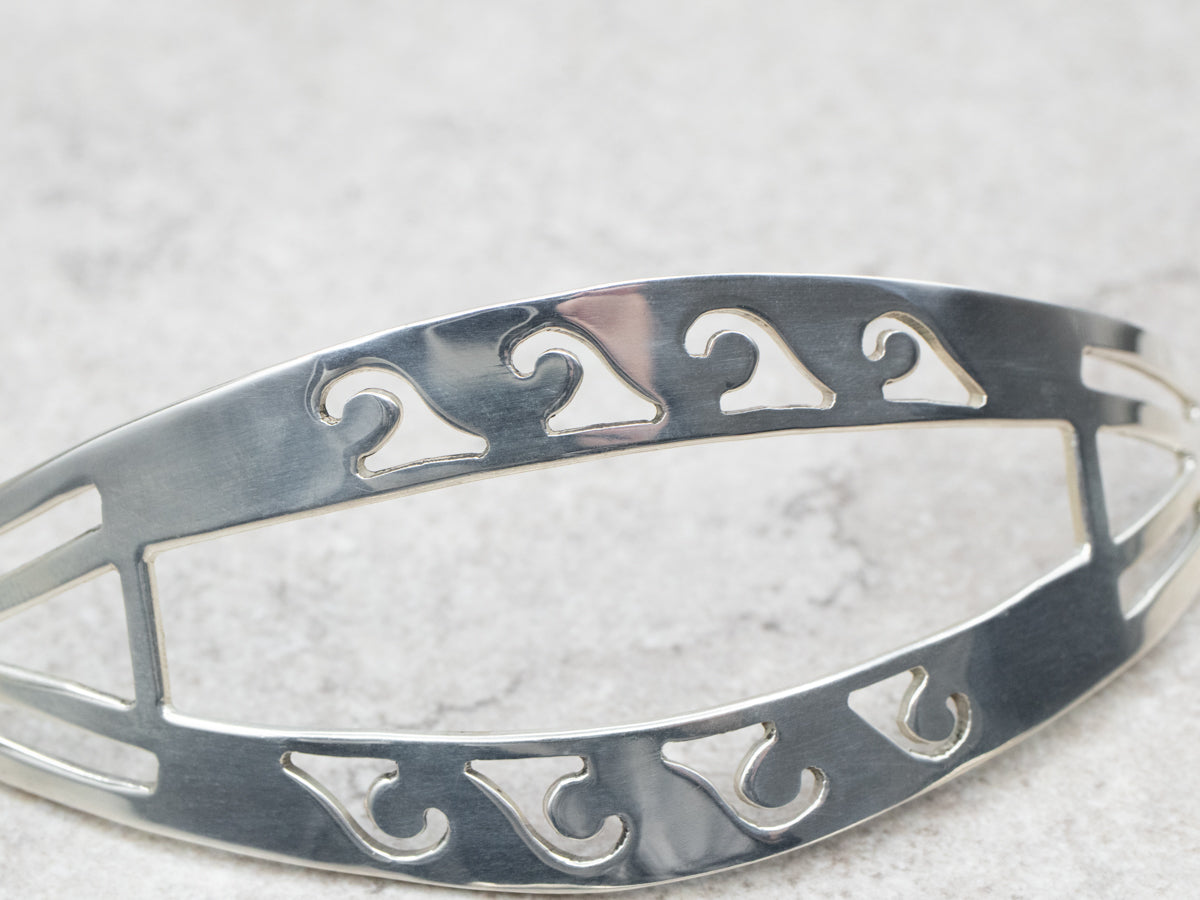 Sterling Silver Wave Pattern Hair Barrette