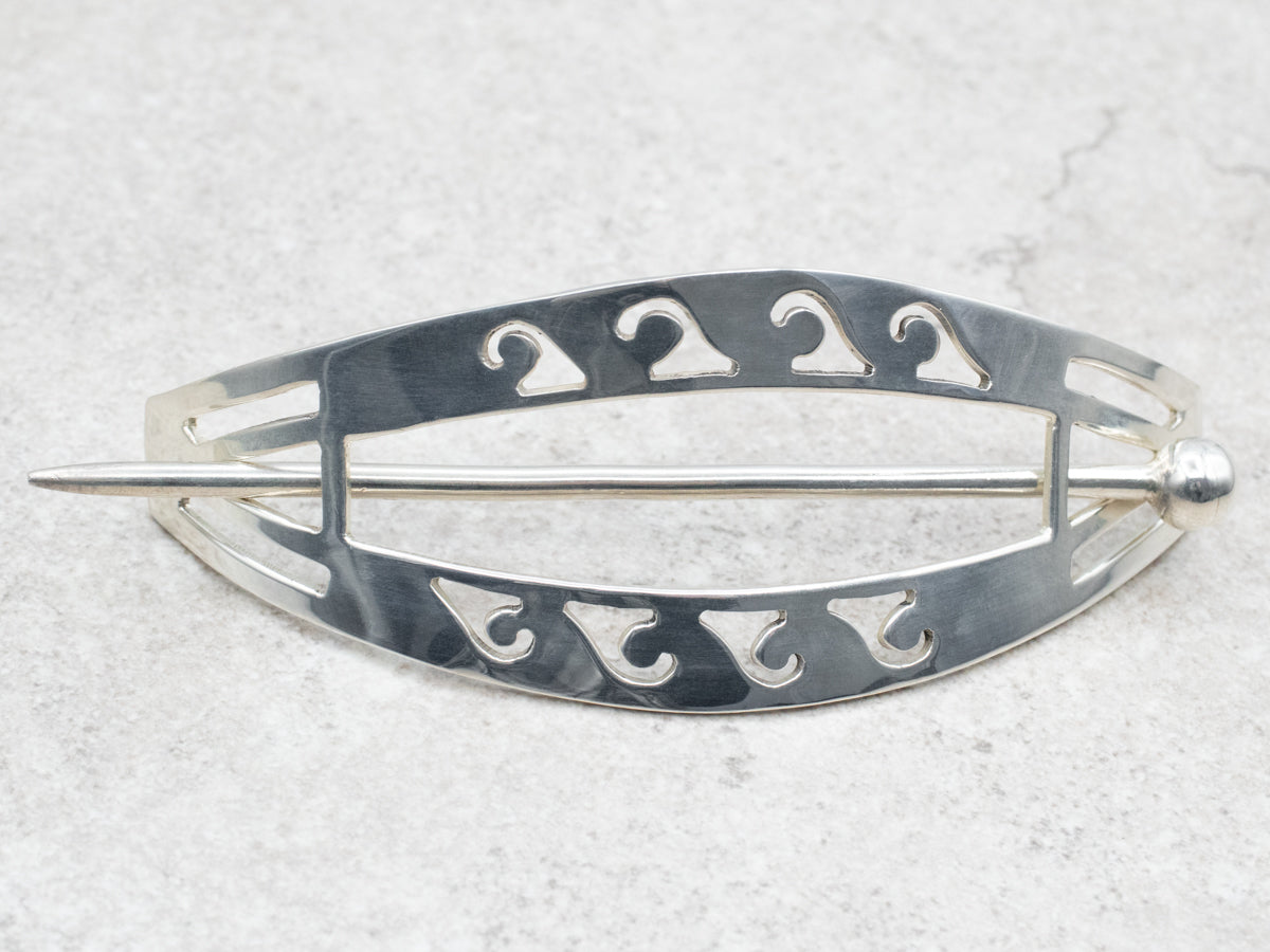 Sterling Silver Wave Pattern Hair Barrette