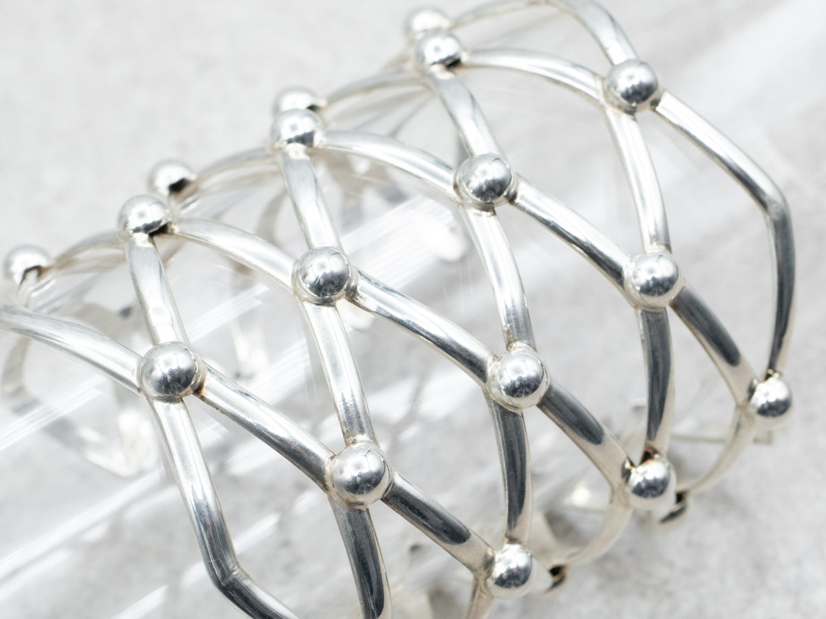 Sterling Silver Super Wide Cutout Cuff Bracelet