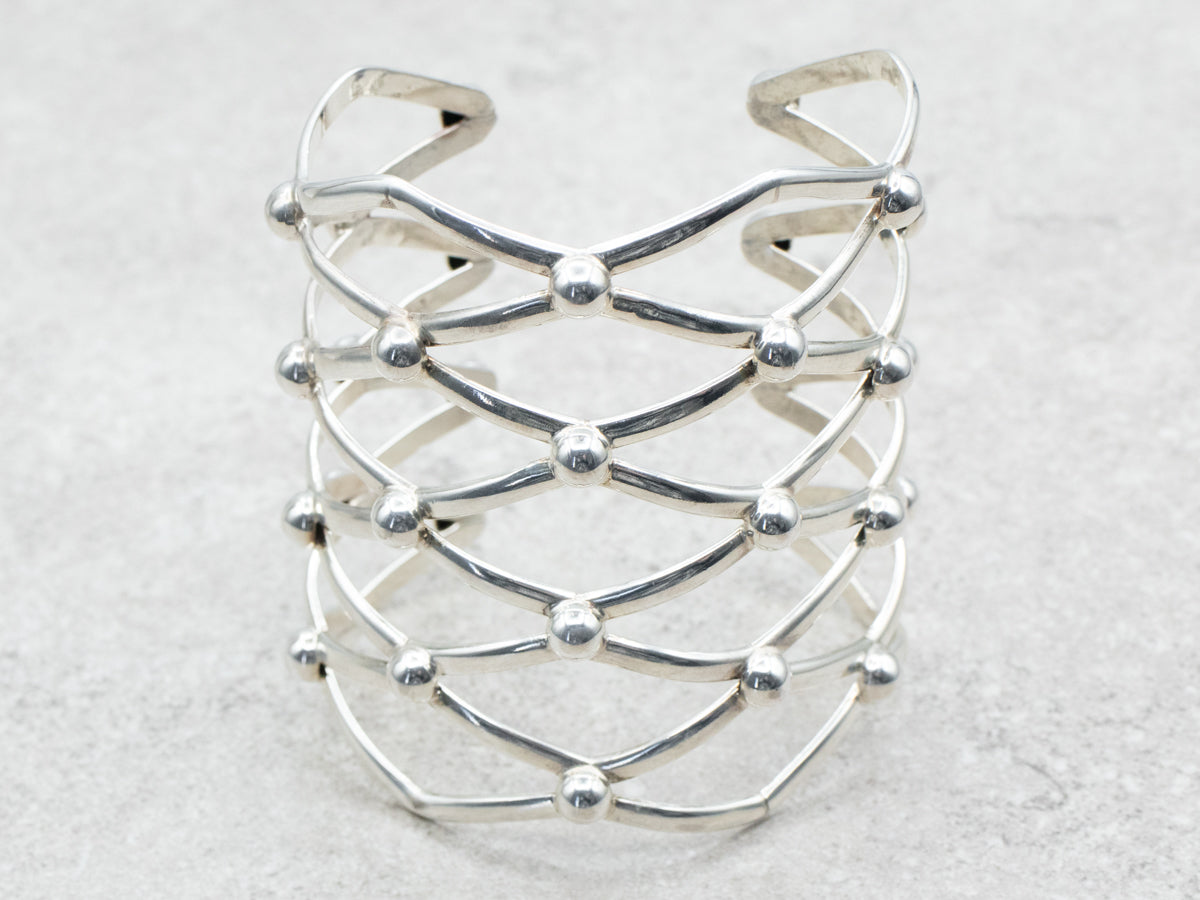 Sterling Silver Super Wide Cutout Cuff Bracelet