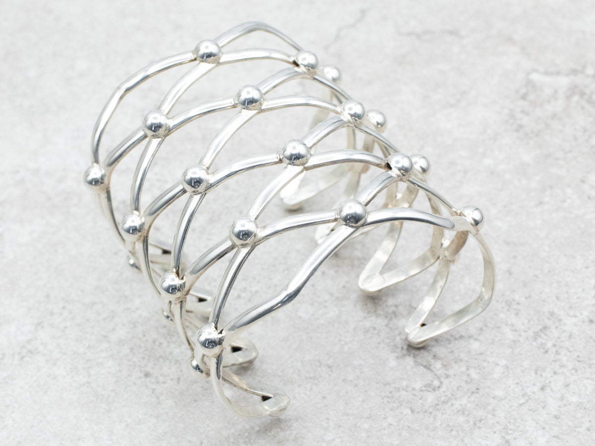 Sterling Silver Super Wide Cutout Cuff Bracelet