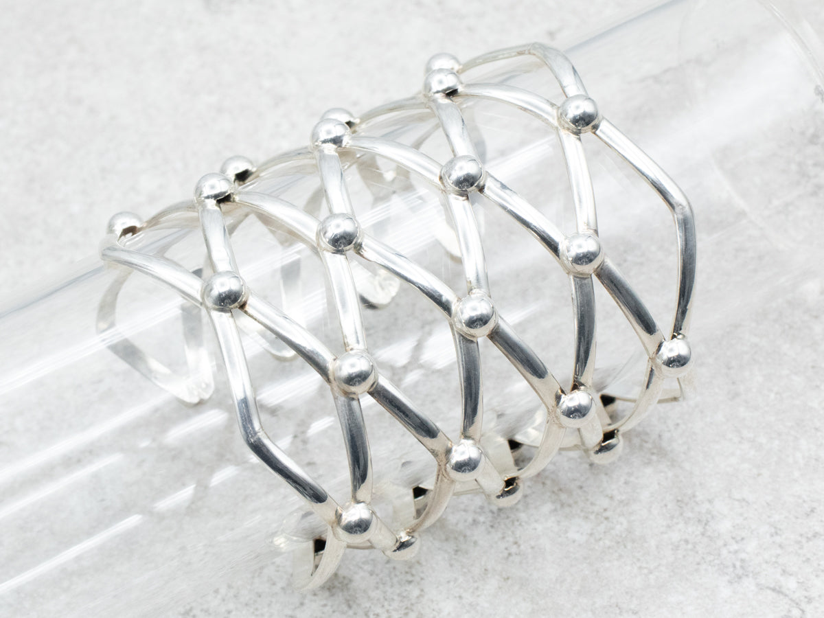 Sterling Silver Super Wide Cutout Cuff Bracelet