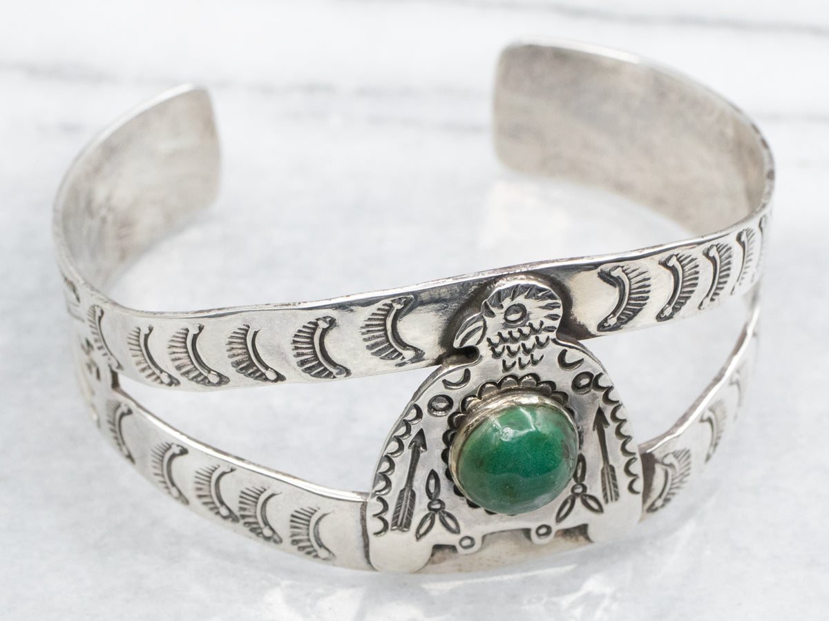 Sterling Silver Turquoise Thunderbird Cuff Bracelet