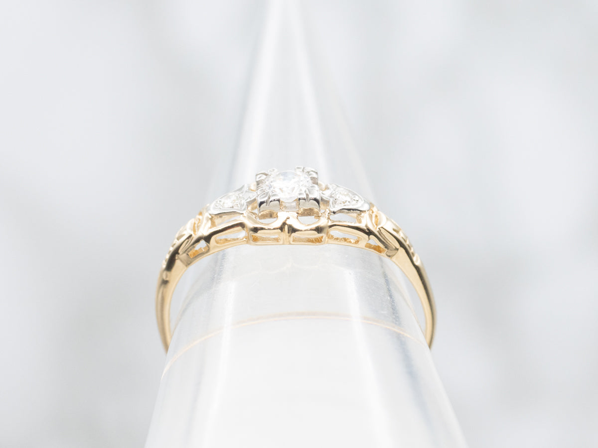 Two Tone Diamond 1940s Engagement Ring