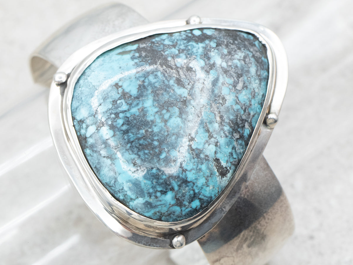 Sterling Silver Pear Cut Turquoise Cuff Bracelet