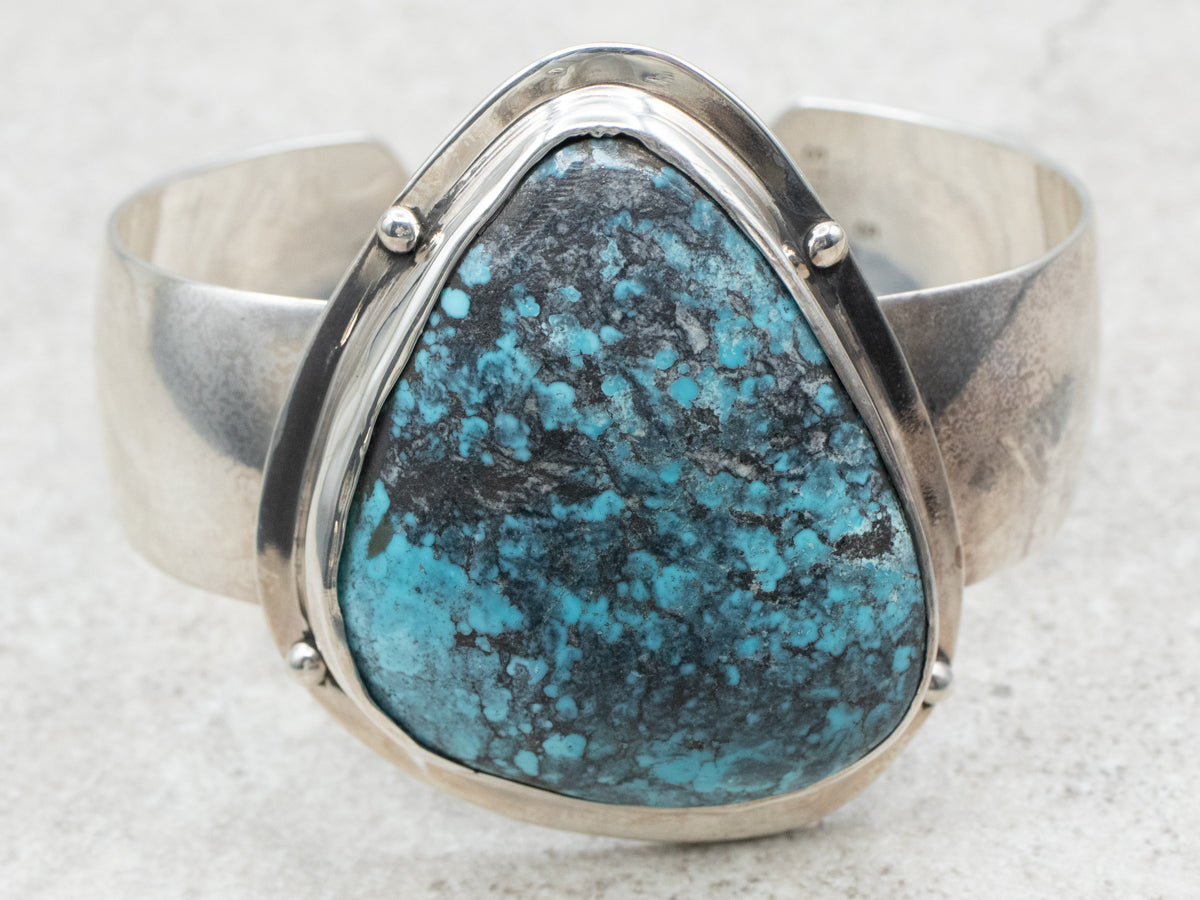 Sterling Silver Pear Cut Turquoise Cuff Bracelet