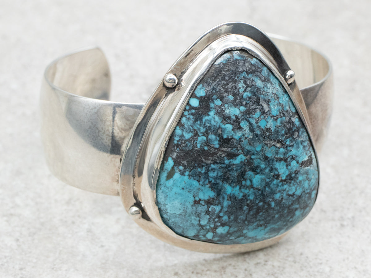 Sterling Silver Pear Cut Turquoise Cuff Bracelet