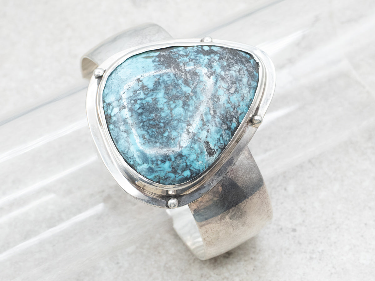 Sterling Silver Pear Cut Turquoise Cuff Bracelet