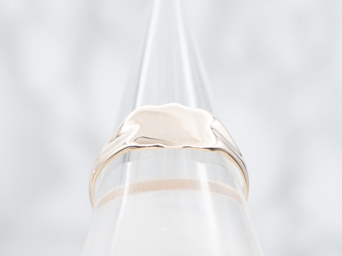 Polished Gold Shield-Shaped Signet Ring