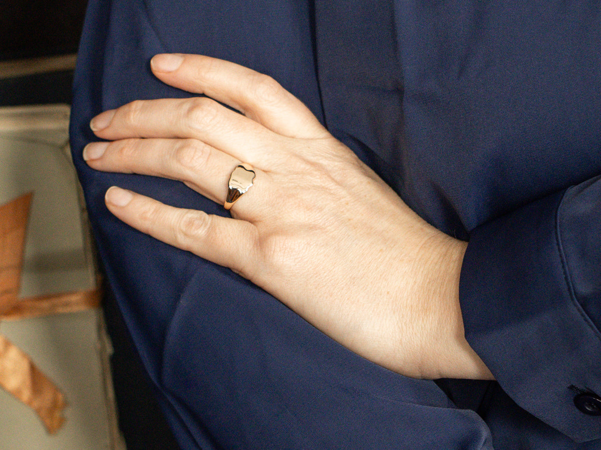 Polished Gold Shield-Shaped Signet Ring