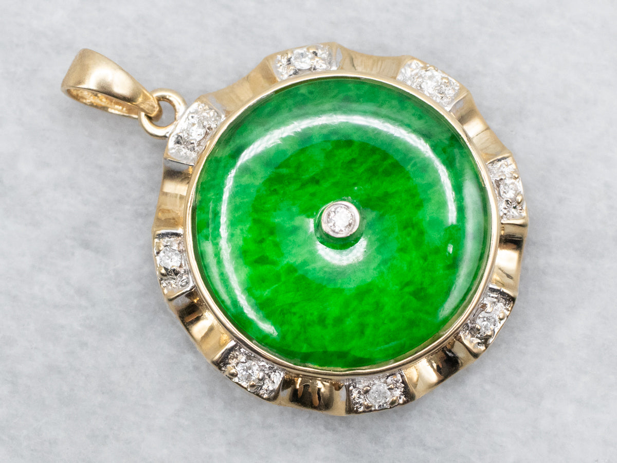 Stunning Dyed Jadeite and Diamond Pendant