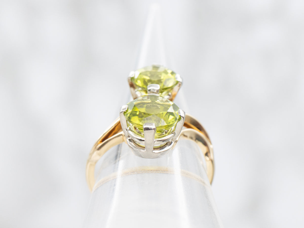 Vintage Jabel Peridot and Gold Bypass Ring