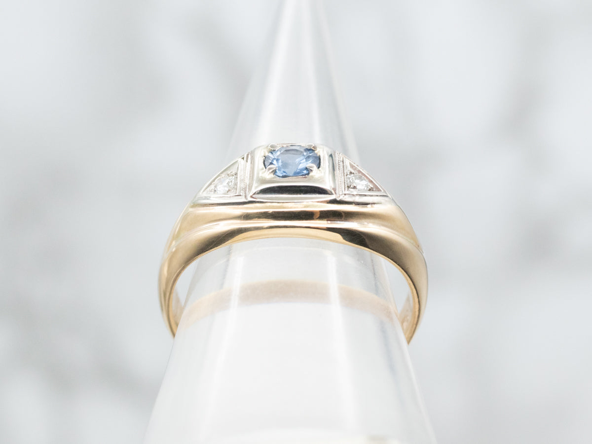 Men's Sapphire and Diamond Retro-Era Ring