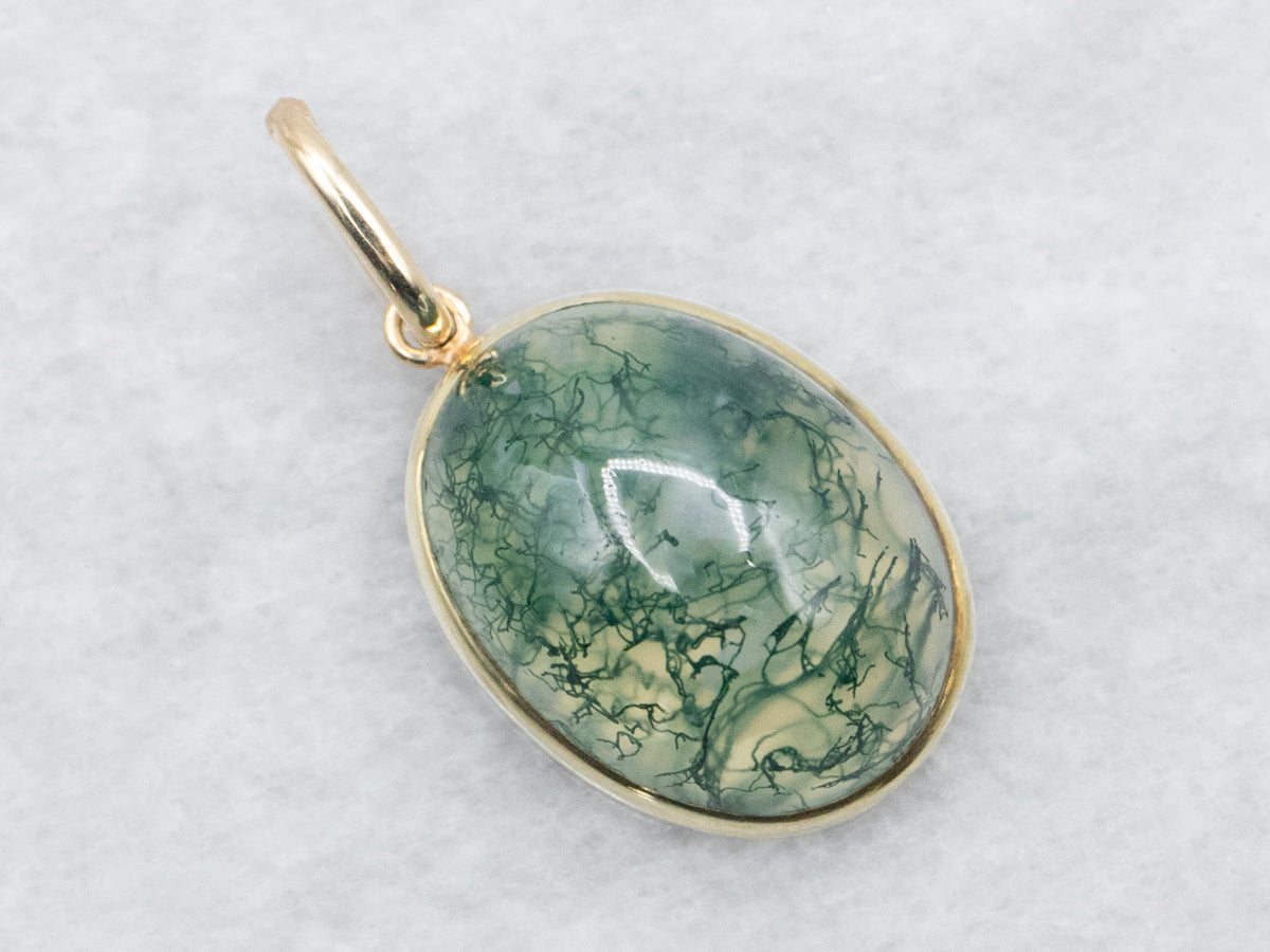 Vintage Green Moss Agate Pendant