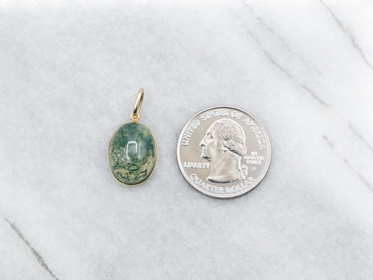 Vintage Green Moss Agate Pendant