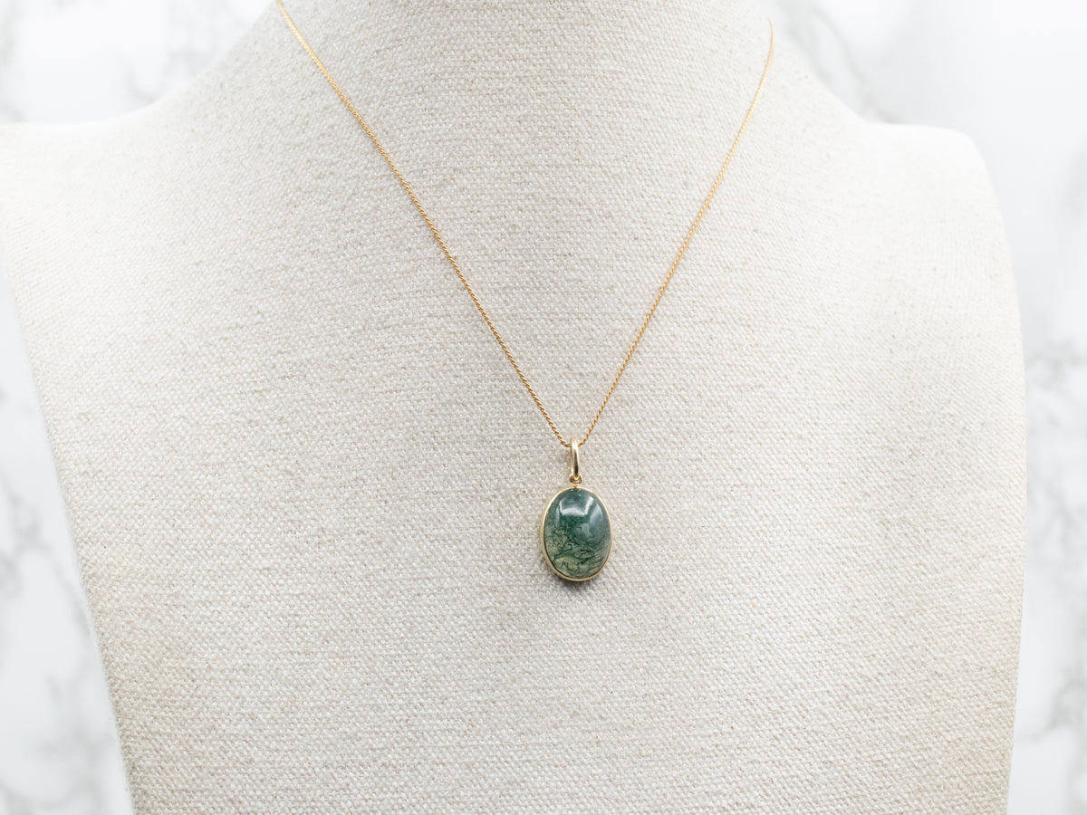 Vintage Green Moss Agate Pendant