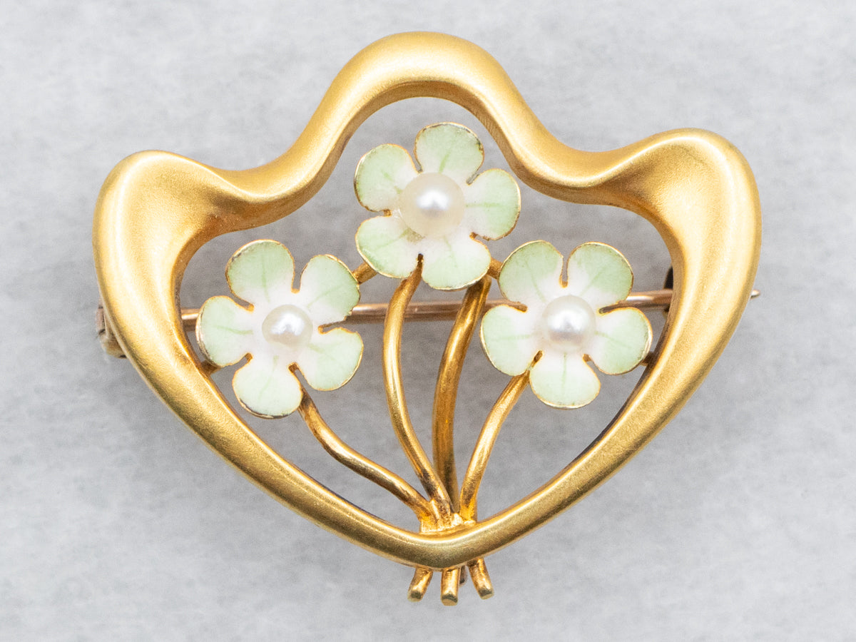 Broche de perlas de semillas florales