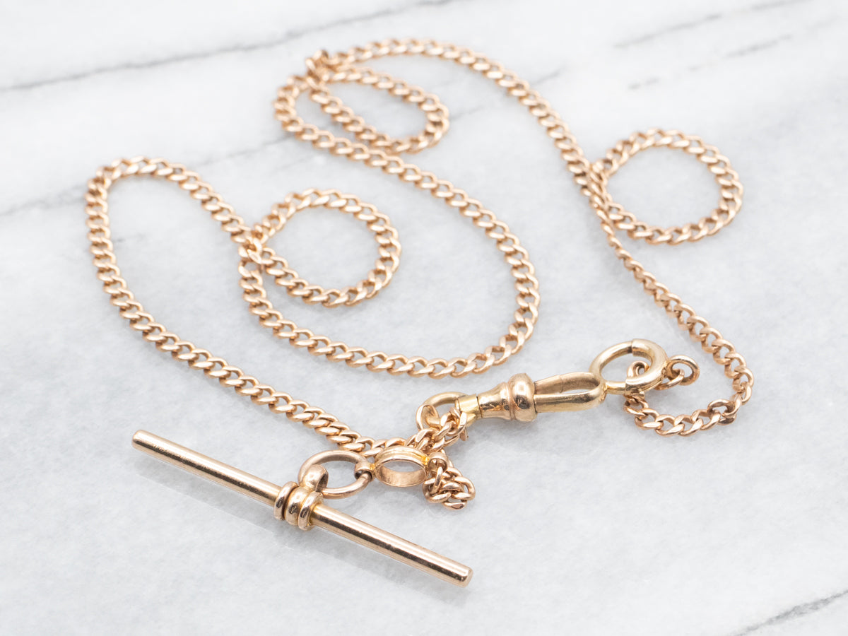 Rose Gold Curb Link Pocket Watch Chain