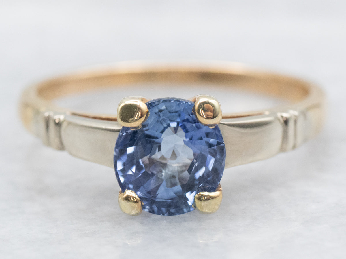 Retro Era Ceylon Sapphire Engagement Ring