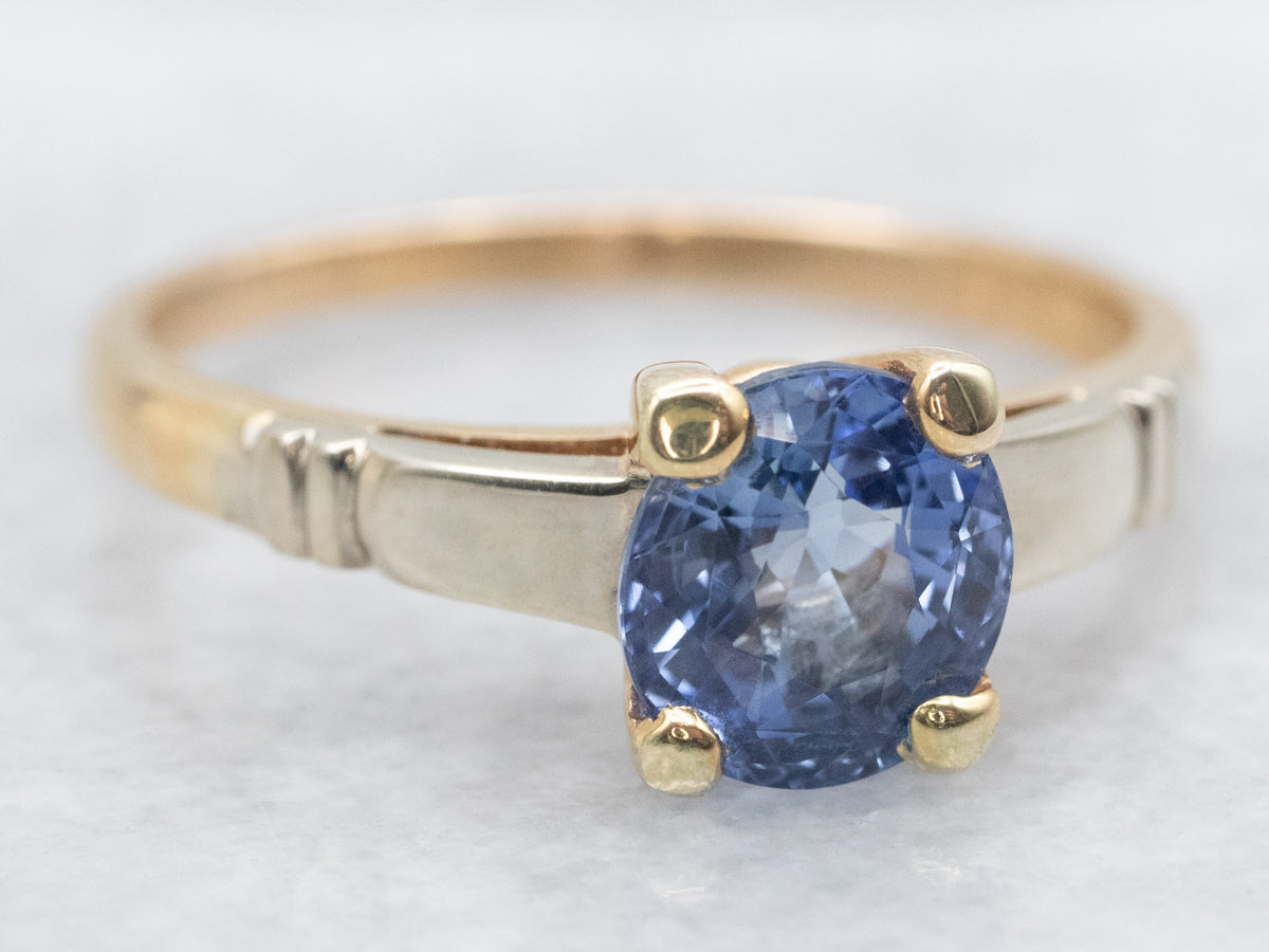 Retro Era Ceylon Sapphire Engagement Ring